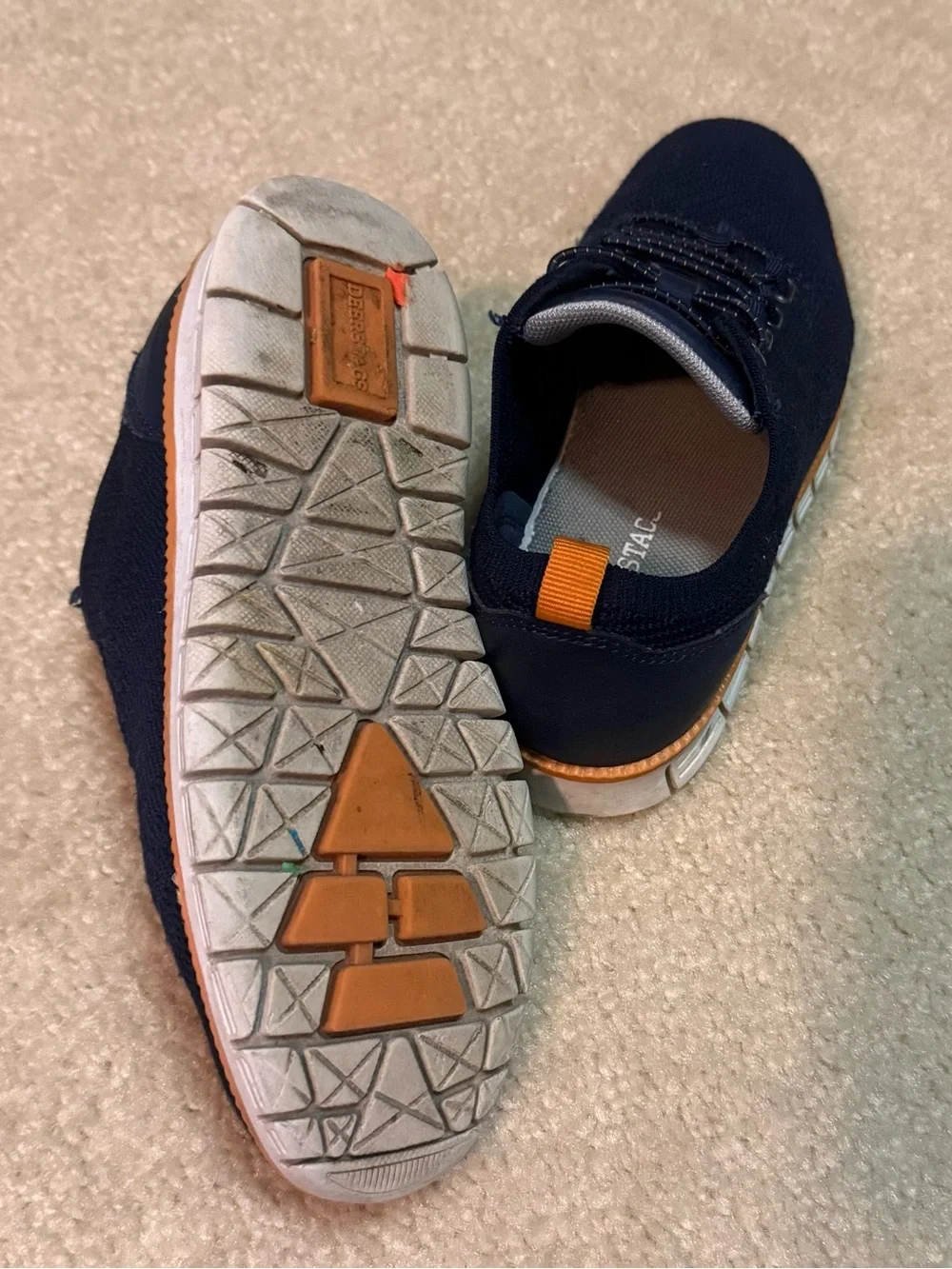 Men's Casual Knit Sneakers - Navy with Orange Accent